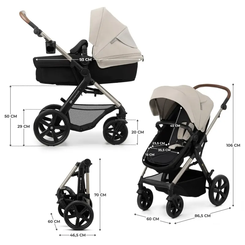 CĂRUCIOR MULTIFUNCTIONAL KINDERKRAFT MOOV 2 EVA 4IN1 MOON GREY