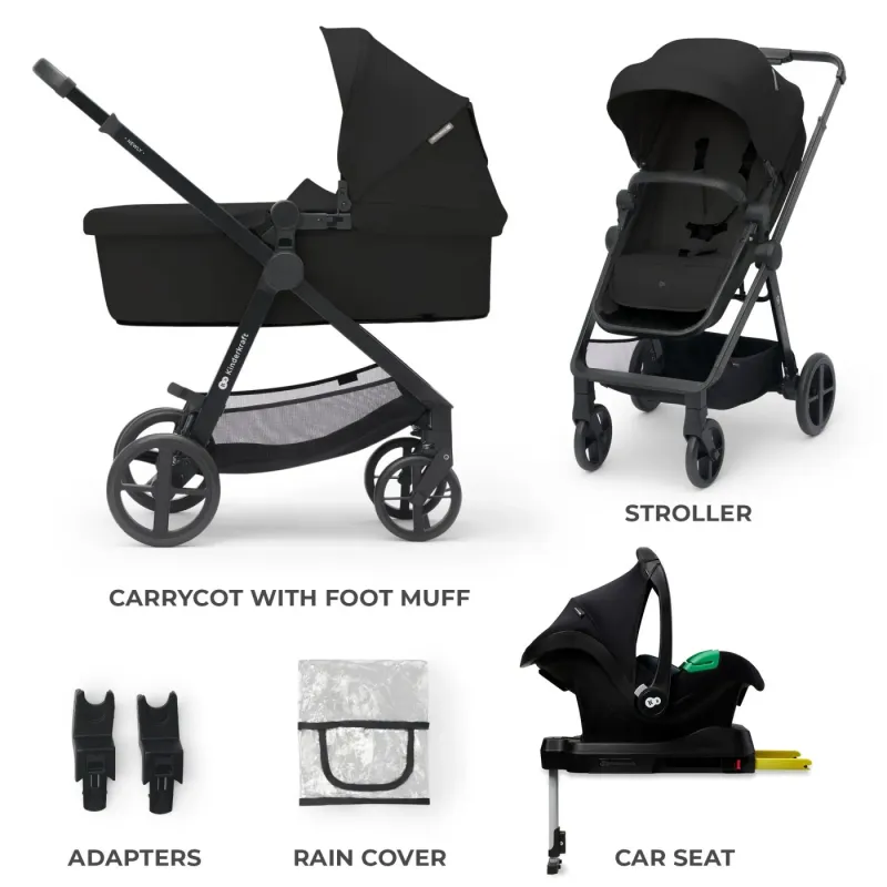CĂRUCIOR KINDERKRAFT NEWLY, 4 IN 1, CLASSIC BLACK