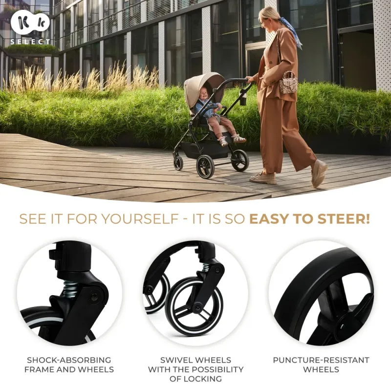CĂRUCIOR KINDERKRAFT YOXI 3IN1 (MINK PRO) BEJ NISIP