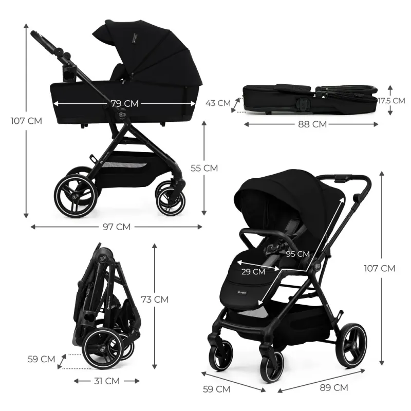 CĂRUCIOR KINDERKRAFT YOXI 3IN1 (MINK PRO) PURE BLACK