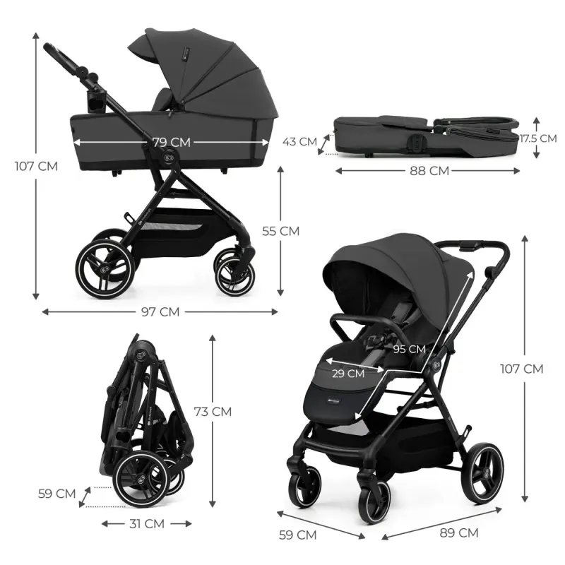 CĂRUCIOR KINDERKRAFT YOXI 3IN1 (MINK PRO) MOON GREY