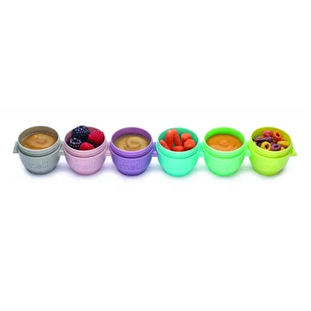 SET 6 RECIPIENTE SILICON SNAP&GO, MELII, 59 ML