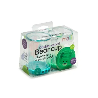 SET 2 Pahare pentru copii - Design interior urs - MELII - Albastru si verde