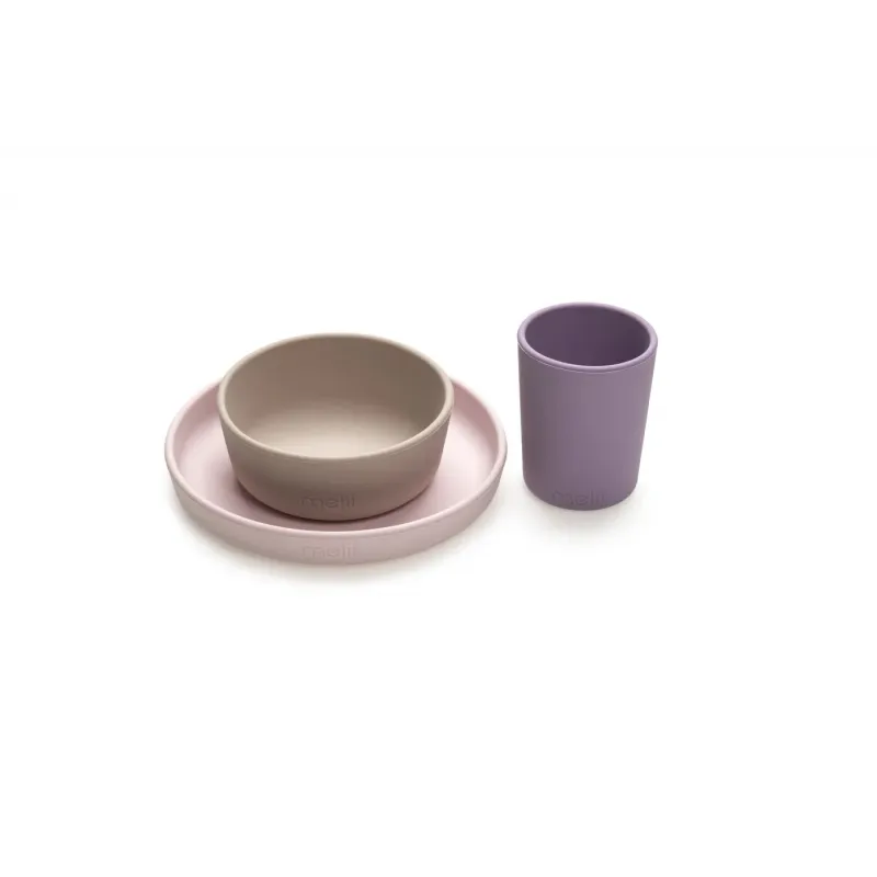 SET 3 RECIPIENTE SILICON HRANA BEBE, MELII, PURPLE&PINK&GREY