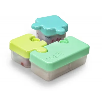 Recipient hrana bebe -  MODEL PUZZLE - MELII - Albastru si Verde