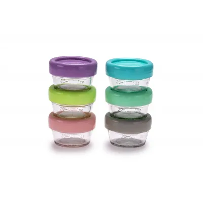 SET 6 RECIPIENTE STICLA PENTRU HRANA BEBE, MELII, 59 ML