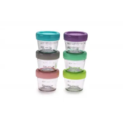 SET 6 RECIPIENTE STICLA PENTRU HRANA BEBE, MELII, 118 ML
