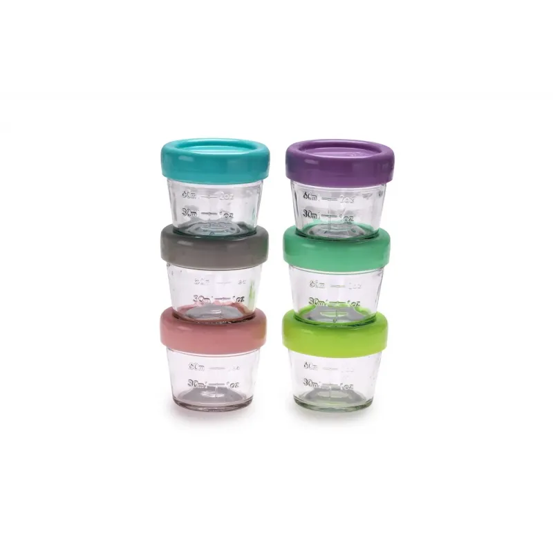 SET 6 RECIPIENTE STICLA PENTRU HRANA BEBE, MELII, 118 ML