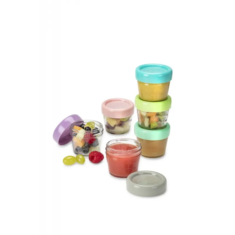 SET 6 RECIPIENTE STICLA PENTRU HRANA BEBE, MELII, 118 ML