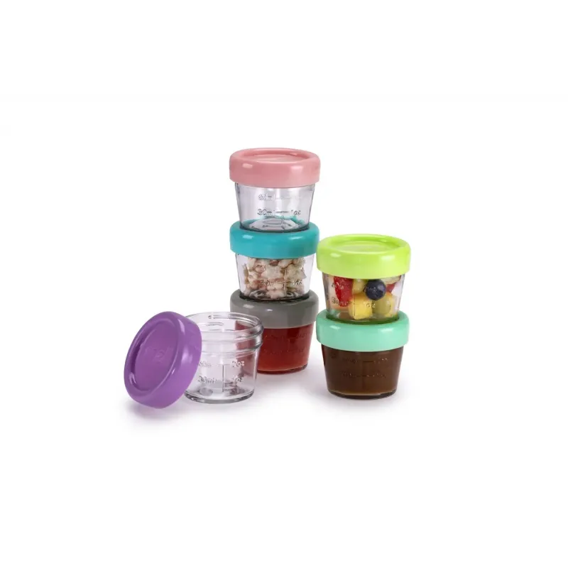 SET 6 RECIPIENTE STICLA PENTRU HRANA BEBE, MELII, 118 ML