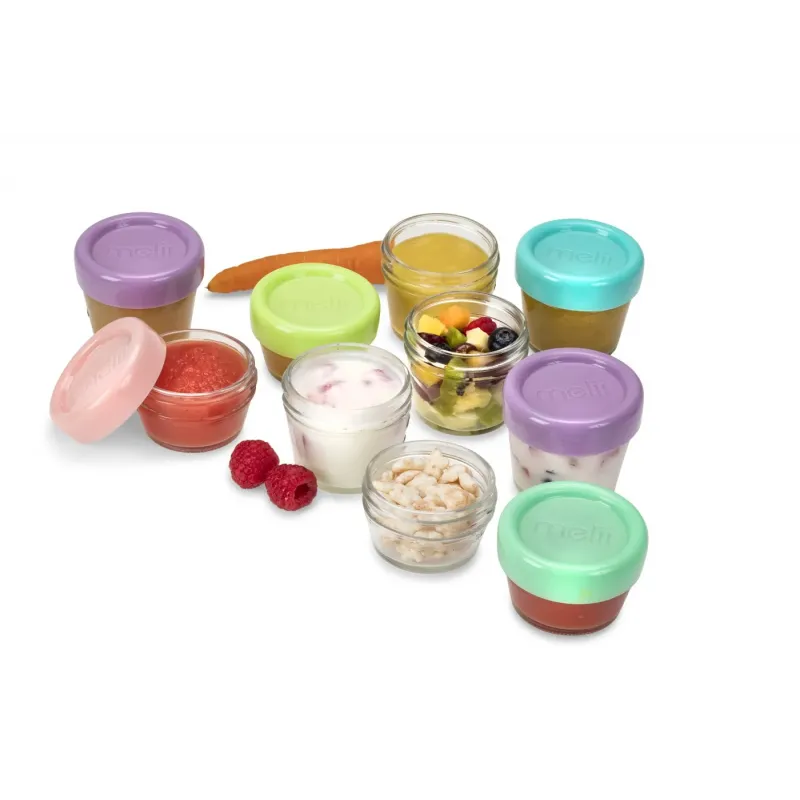 SET 12 RECIPIENT STICLA PENTRU HRANA BEBE, MELII, 6*59 ML + 6*118 ML