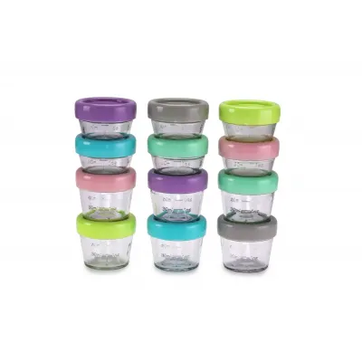 SET 12 RECIPIENT STICLA PENTRU HRANA BEBE, MELII, 6*59 ML + 6*118 ML