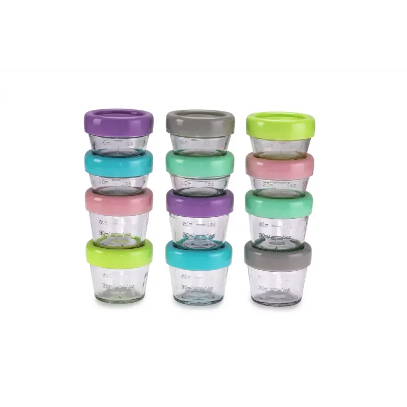 SET 12 RECIPIENT STICLA PENTRU HRANA BEBE, MELII, 6*59 ML + 6*118 ML