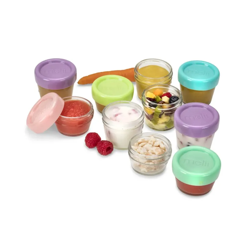 SET 12 RECIPIENT STICLA PENTRU HRANA BEBE, MELII, 6*59 ML + 6*118 ML