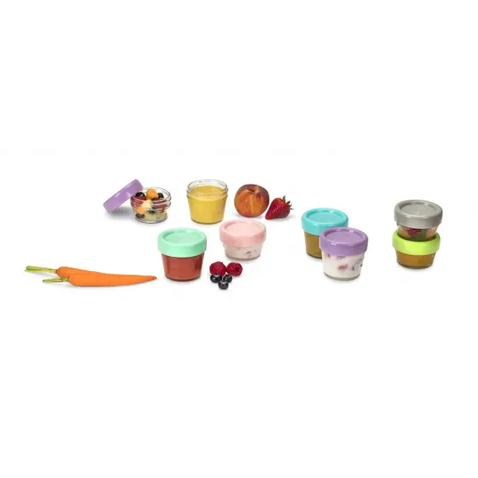 SET 12 RECIPIENT STICLA PENTRU HRANA BEBE, MELII, 6*59 ML + 6*118 ML