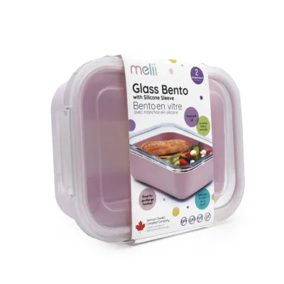 RECIPIENT STICLA 740ML CU HUSA ANTIDERAPANTA SILICON MELII ROZ