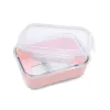 RECIPIENT STICLA 740ML CU HUSA ANTIDERAPANTA SILICON MELII ROZ