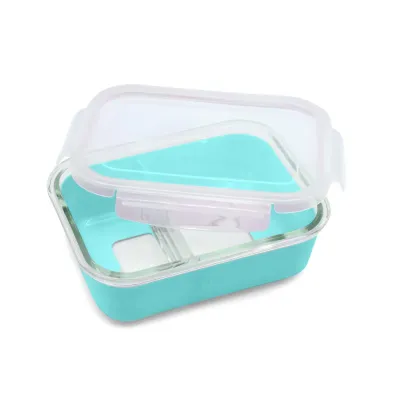 RECIPIENT STICLA 740 ML CU HUSA ANTIDERAPANTA SILICON MELII BLUE