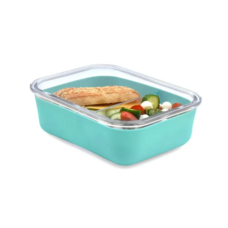 RECIPIENT STICLA 740 ML CU HUSA ANTIDERAPANTA SILICON MELII BLUE