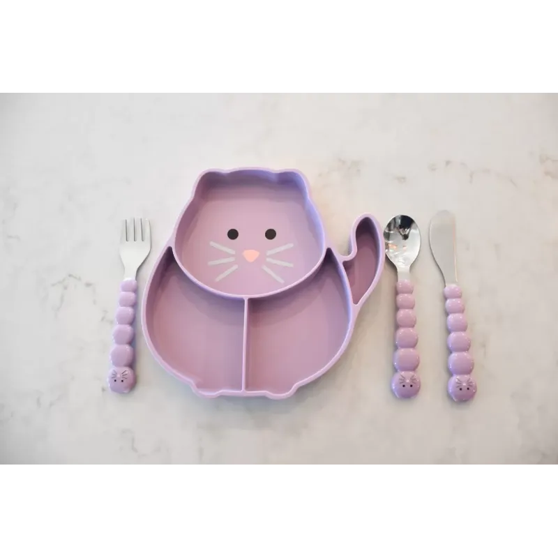 FARFURIE COMPARTIMENTATA DIN SILICON CU VENTUZA, MELII, PISICĂ
