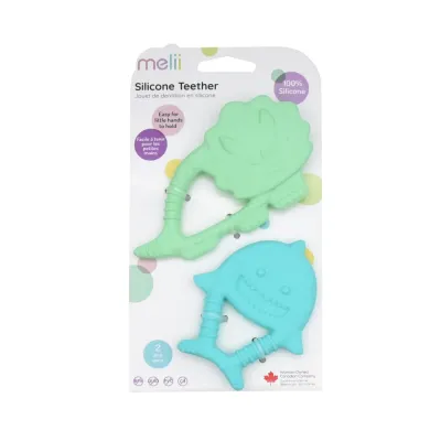 SET 2 Jucarii din silicon pentru dentitie - MELII MODEL DINO + RECHIN