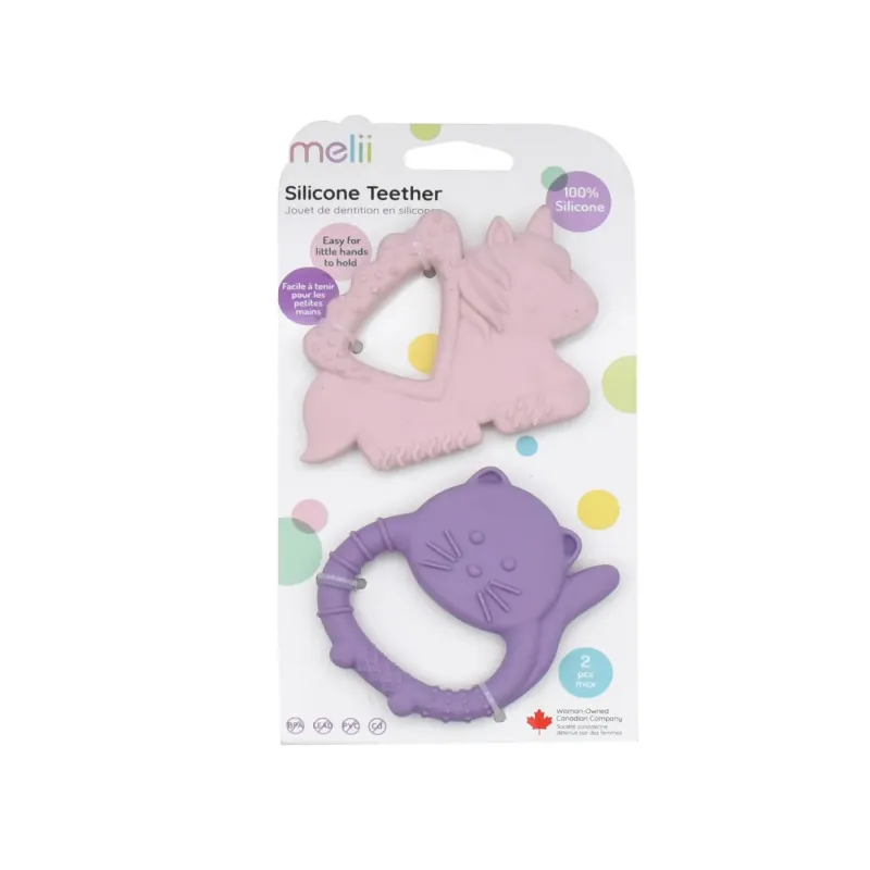 SET 2 JUCARII DENTITIE SILICON MELII MODEL UNICORN PISICĂ