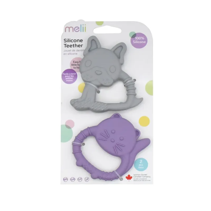 SET 2 JUCARII DENTITIE SILICON MELII MODEL BULLDOG + PISICĂ