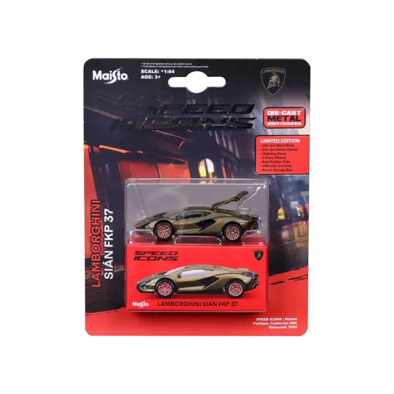MAISTO MAȘINUȚĂ METALICĂ SPEED ICONS LAMBORGHINI SIAN FKP 37 VERDE SCARA 1 LA 64