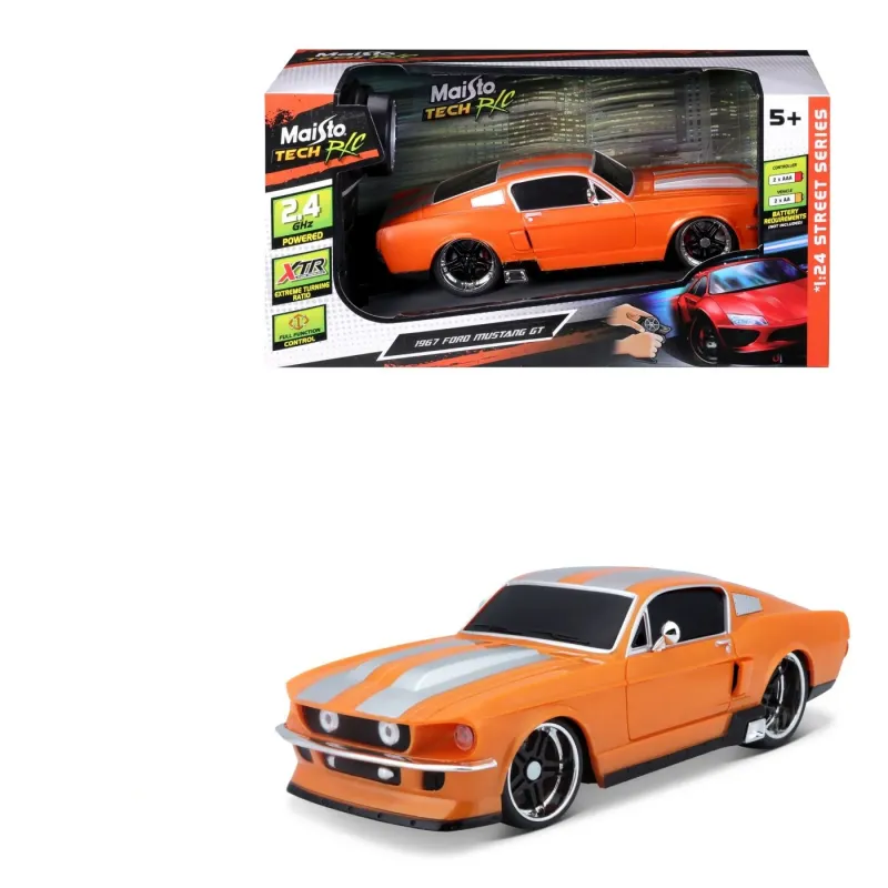 MAISTO MAȘINUȚĂ CU TELECOMANDĂ 2.4GHz FORD MUSTANG GT 1967 SCARA 1 LA 24