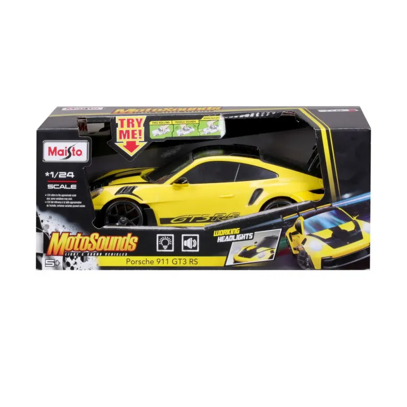MAISTO MAȘINUȚĂ CU SUNETE ȘI LUMINI PORSCHE 911 GT3 RS SCARA 1 LA 24
