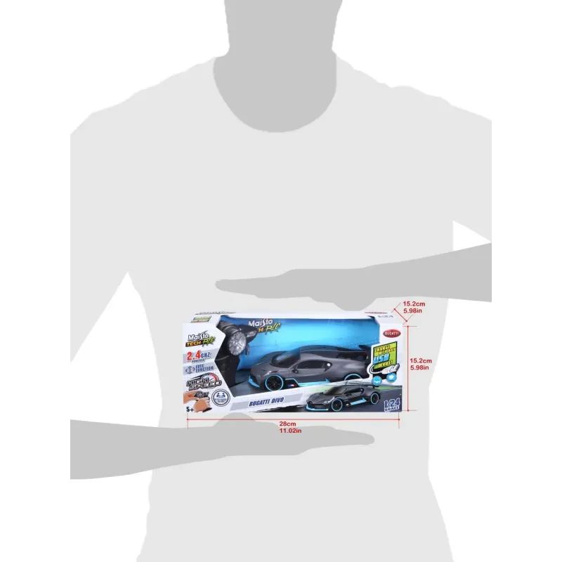 MAISTO MAȘINUȚĂ PREMIUM CU TELECOMANDĂ BUGATTI DIVO 2.4 GHz REINCARCABILA SCARA 1 LA 24