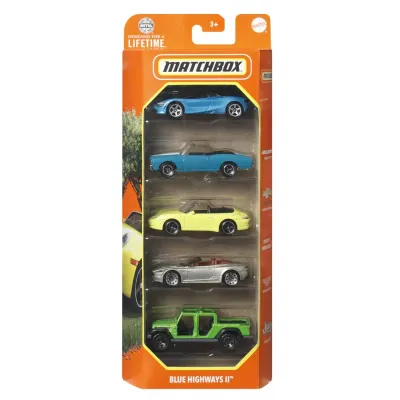MATCHBOX SET 5 MASINUTE METALICE MBX BLUE HIGHWAYS II SCARA 1:64
