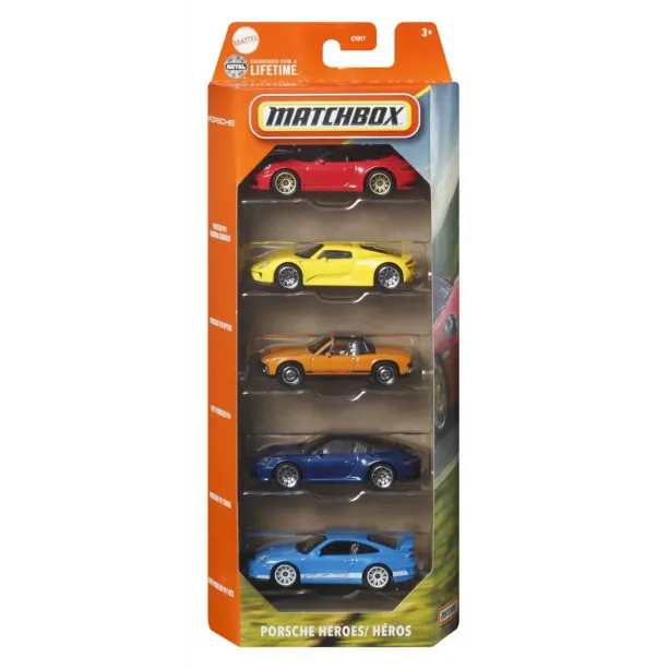 MATCHBOX SET 5 MASINUTE METALICE PORSCHE HEROES SCARA 1:64