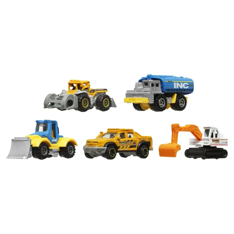 MATCHBOX SET 5 MASINUTE METALICE MBX CONSTRUCTION VII SCARA 1:64