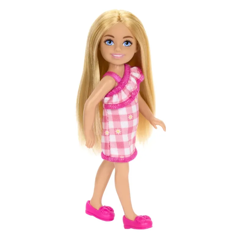 BARBIE PAPUSA CHELSEA BLONDA CU ROCHITA ROZ IN CAROURI