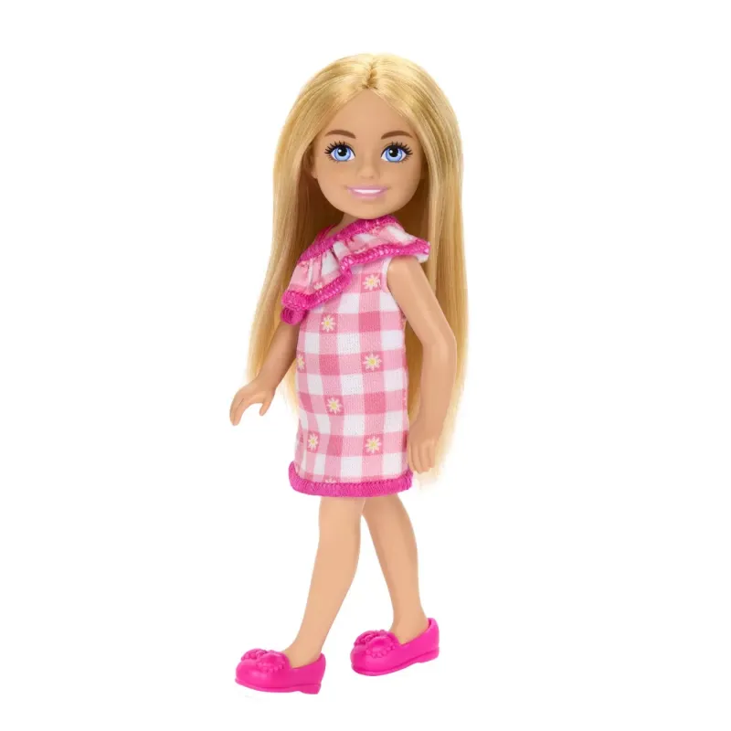 BARBIE PAPUSA CHELSEA BLONDA CU ROCHITA ROZ IN CAROURI