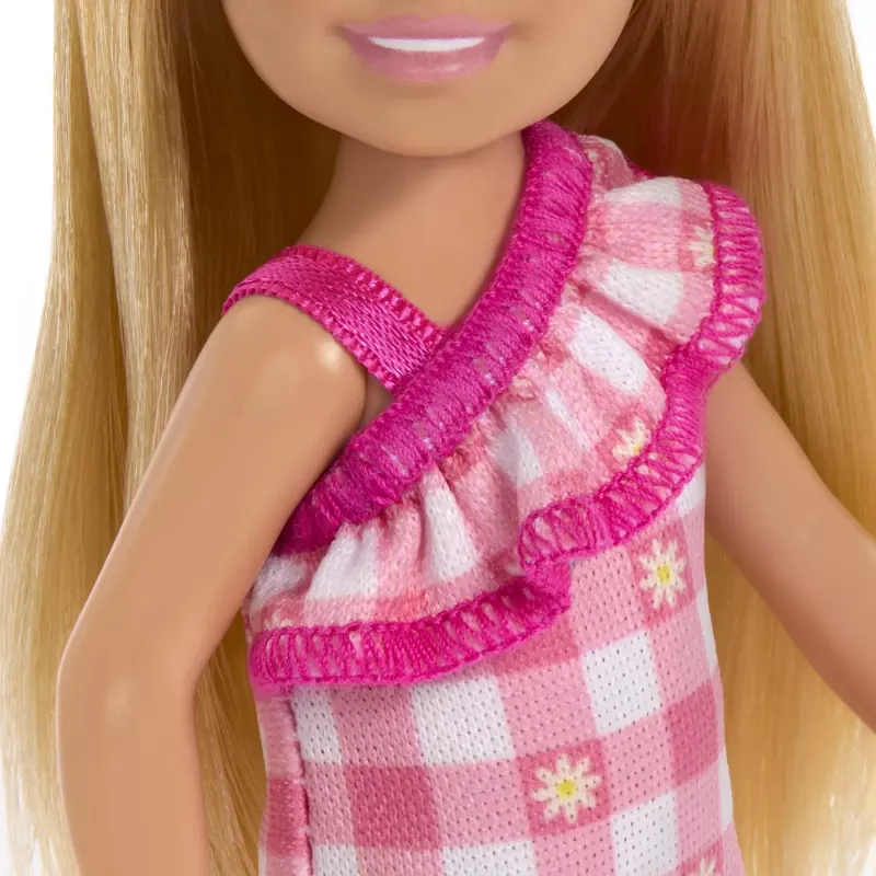 BARBIE PAPUSA CHELSEA BLONDA CU ROCHITA ROZ IN CAROURI