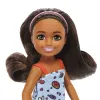BARBIE PAPUSA CHELSEA CREOLA CU PAR SATEN ȘI ROCHITA ALBASTRA