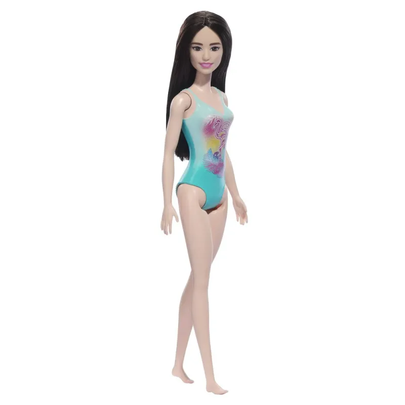 PAPUSA BARBIE BRUNETA CU COSTUM DE BAIE ALBASTRU