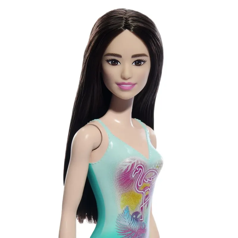 PAPUSA BARBIE BRUNETA CU COSTUM DE BAIE ALBASTRU