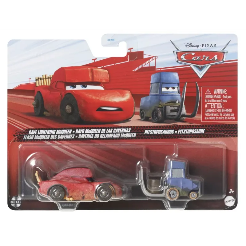CARS3 SET 2 MASINUTE METALICE CAVE FULGER MCQUEEN ȘI PITSTOPOSAURUS