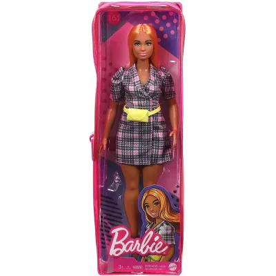PAPUSA BARBIE FASHIONISTA CU ROCHIE TIP BLAZER ROZ IN CAROURI