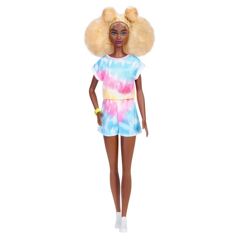 PAPUSA BARBIE FASHIONISTA CU PAR AFRO BLOND