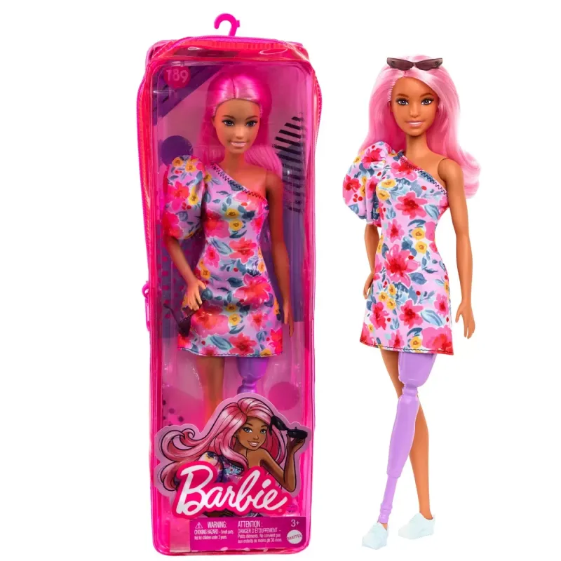 PAPUSA BARBIE FASHIONISTA CU PAR ROZ ȘI PICIOR PROTETIC
