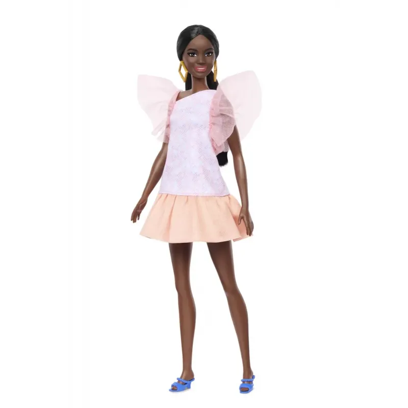 PAPUSA BARBIE FASHIONISTA  AFRO-AMERICANA CU ROCHIE PEACH