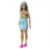 PAPUSA BARBIE FASHIONISTA CU PAR ALBASTRU PLATINAT ȘI TOP SPORT