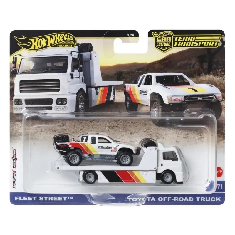 HOT WHEELS TRANSPORTATOR FLEET STREET CU MAȘINUȚĂ TOYOTA OFF ROAD TRUCK SCARA 1:64