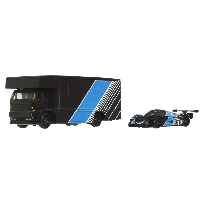 HOT WHEELS TRANSPORTATOR SAUBER MERCEDES C9 CU MAȘINUȚĂ FLEET FLYER SCARA 1:64