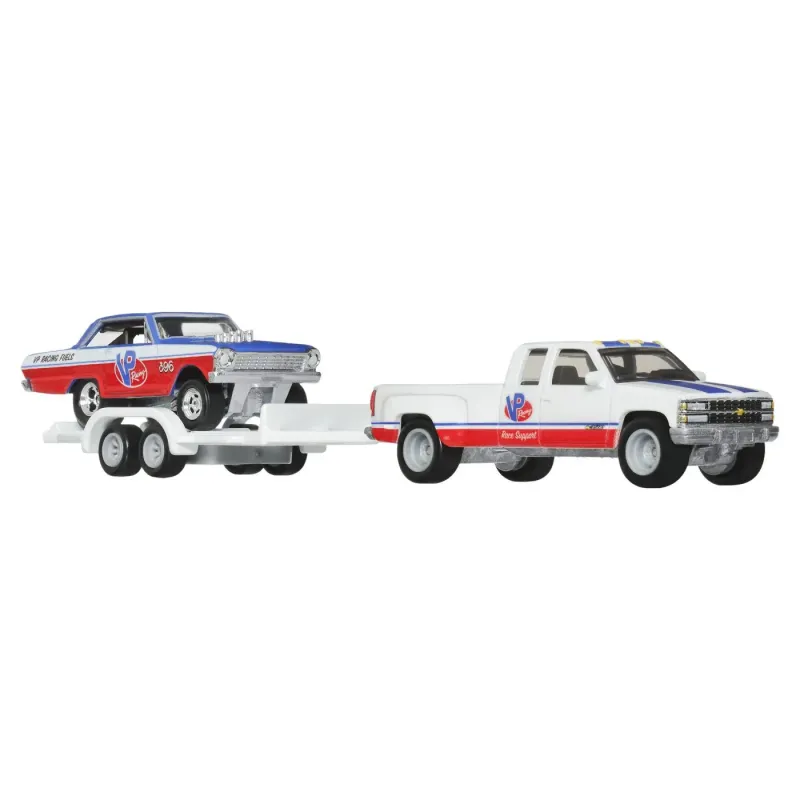 HOT WHEELS TRANSPORTATOR CHEVY SILVERADO 3500 88 CU MAȘINUȚĂ CHEVY NOVA 63 SCARA 1:64