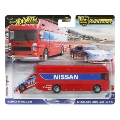 HOT WHEELS TRANSPORTATOR EURO HAULER CU MAȘINUȚĂ NISSAN 300 ZX GTS SCARA 1:64